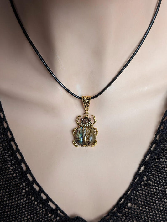 Gothic Scarab Beetle Necklace | Art Nouveau Skull Choker Jewelry