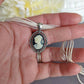Vintage-Inspired Cameo Choker, Antique Silver Pendant on Organza Ribbon Necklace