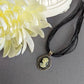 Vintage-Inspired Cameo Choker, Antique Silver Pendant on Organza Ribbon Necklace
