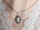 Victorian Cameo Necklace - Antiqued Silver Leaf Pendant - Vintage Style