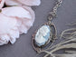 Victorian Cameo Necklace - Antiqued Silver Leaf Pendant - Vintage Style