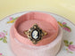 Cameo Ring Carnelian Lady in Golden Brass, Victorian Jewelry, Adjustable