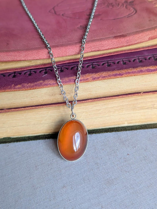 Handmade Carnelian Necklace | Boho Gemstone Pendant, Healing Crystal