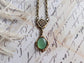 Aventurine Necklace | Vintage Brass Pendant, Historical Costume Jewelry