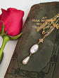 Pearl Cameo Necklace: 14K Gold Plated Vintage Art Deco Pendant