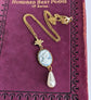 Pearl Cameo Necklace: 14K Gold Plated Vintage Art Deco Pendant