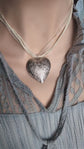 Vintage Silver Floral Heart Locket Choker Necklace