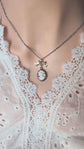 Pink Cameo Pendant Necklace with Bow Connector, Vintage Style Jewelry