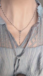 Rainbow Moonstone Y Necklace: Gothic Rosary Bead Choker