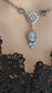 Blue Cameo Pendant Necklace with Rosewater Opals, Victorian Jewelry