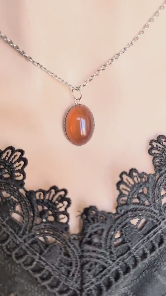 Handmade Carnelian Necklace | Boho Gemstone Pendant, Healing Crystal