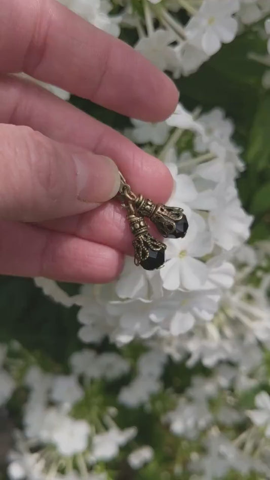 Green Vintage Earrings – Elegant Victorian Glass Bead Dangles