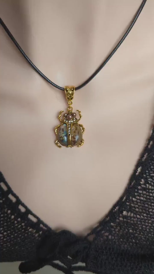 Gothic Scarab Beetle Necklace | Art Nouveau Skull Choker Jewelry