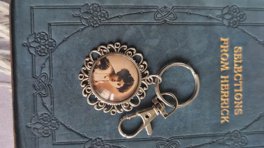 Vintage Woman Portrait Keychain: Retro Fashion Bag Charm