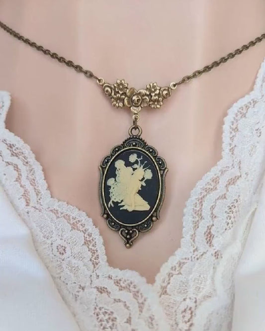 Woodland Fairy Pendant, Kneeling Fae Necklace, Fairycore Jewelry