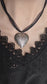 Floral Engraved Heart Locket Choker, Silver Plated Ribbon Necklace