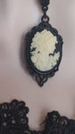 Gothic Victorian Black and Ivory Goddess Cameo Necklace