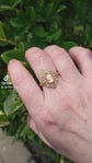Green Cameo Ring, Vintage Style Adjustable Brass Ring