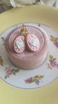 Pink Rose Cameo Leverback Earrings: Victorian Style Floral Jewelry