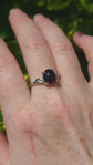 Onyx Sterling Silver Ring, Adjustable Black Gothic Jewelry