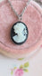 Black Cameo Necklace, Victorian Style Stainless Steel Pendant