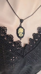 Black Skull Cameo Necklace: Gothic Skeleton Pendant