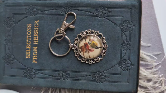 Vintage Inspired Bird Keychain: Personalized Letter Bag Charm