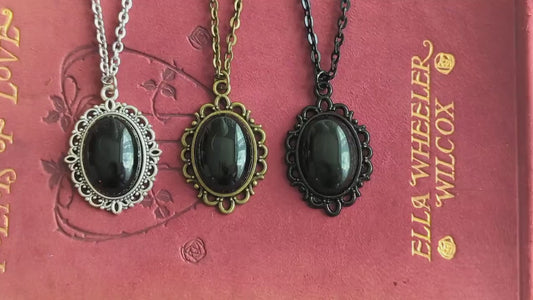 Obsidian Necklace: Gothic Crystal Pendant, Black Gemstone Jewelry