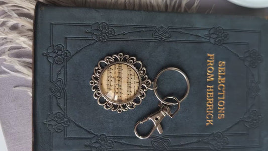 Vintage Sheet Music Keychain | Music Note Bag Charm, Musician Gift