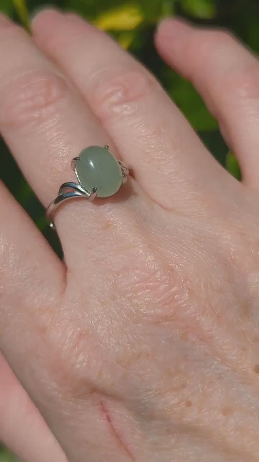 Aventurine Gold Over Sterling Silver Ring, Heart Chakra Crystal