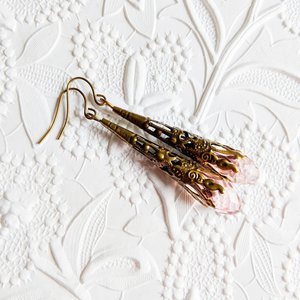 Antique Style Earrings, Blush Pink Earrings, Vintage Inspired Victorian Jewelry, Romantic Jewelry Gifts for Her Birthday
