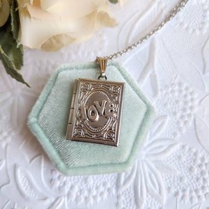 Book Lover Gift, Love Book Locket Necklace, Book Club Bookworm Gift for Librarian 