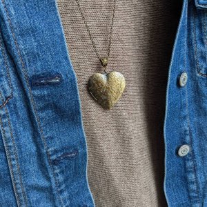 Large Heart Locket, Floral Locket Necklace, Bride Gift from Groom