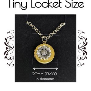 Tiny Sunflower Locket Necklace, Antiqued Gold Locket, Round Locket Necklace, Sunflower Jewelry, Keepsake Gift, Teen Daughter Gift