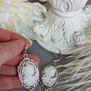 Cameo Statement Earrings, Victorian Jewelry, Romantic Vintage Style Historical Costume