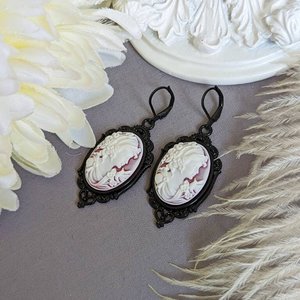 Cameo Statement Earrings, Victorian Jewelry, Romantic Vintage Style Historical Costume
