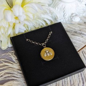 Tiny Bee Locket Necklace, Minimalist Keepsake Gift