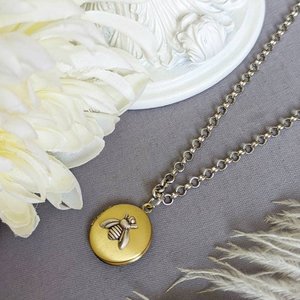 Tiny Bee Locket Necklace, Minimalist Keepsake Gift
