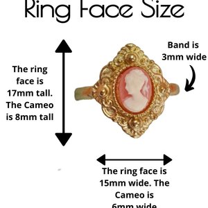 Victorian Cameo Ring, Golden Cameo Jewelry, Historical Jewelry, Adjustable Size Ring, Gift for Her