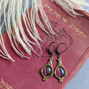 Victorian Earrings, Purple Earrings, Vintage Style Jewelry, Antique Replica, Regency Era, Gift For Her