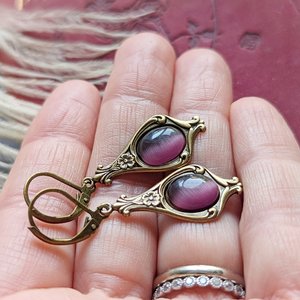 Victorian Earrings, Purple Earrings, Vintage Style Jewelry, Antique Replica, Regency Era, Gift For Her