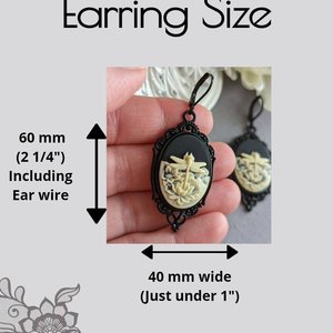 Gothic Cameo Earrings, Black Dragonfly Earrings, Gothic Victorian Jewelry, Dark Nature Jewelry Gift for Her
