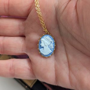 Gold Cameo Necklace, Vintage Inspired Jewelry, Gold Plated Minimalist Pendant