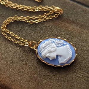 Gold Cameo Necklace, Vintage Inspired Jewelry, Gold Plated Minimalist Pendant