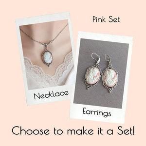 Pink Cameo Necklace, Victorian Cameo Necklace, Vintage Style Cameo Jewelry, Light Academia, Gift for Her, Prom Jewelry