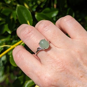 Aventurine Ring, 925 Sterling Silver Ring, Semiprecious Gemstone Jewelry, Green Stone, Adjustable Ring, Crystal Jewelry Gift For Her