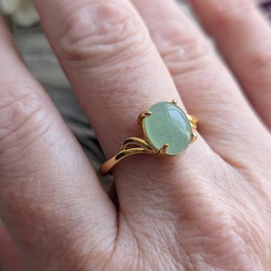Aventurine Ring, 925 Sterling Silver Ring, Semiprecious Gemstone Jewelry, Green Stone, Adjustable Ring, Crystal Jewelry Gift For Her