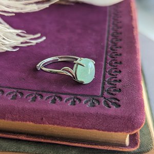 Aventurine Ring, 925 Sterling Silver Ring, Semiprecious Gemstone Jewelry, Green Stone, Adjustable Ring, Crystal Jewelry Gift For Her