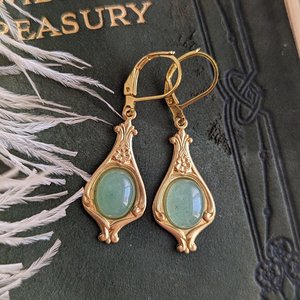 Green Aventurine Earrings, Natural Stone Jewelry