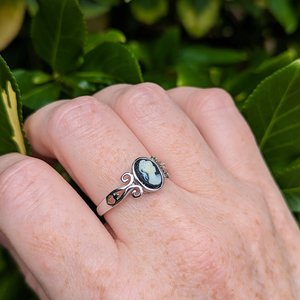 Black Cameo ring, 925 Sterling Silver Ring, Adjustable size, Antique Replica Jewelry